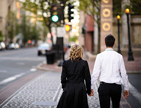 couple walking down the street