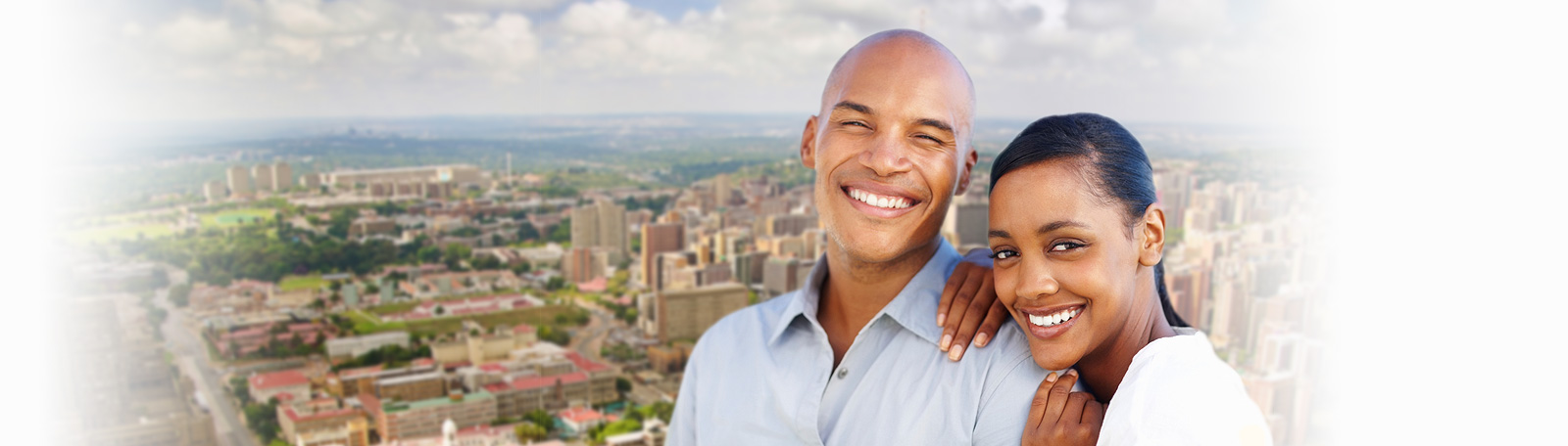 dating sites' couple with johannesburg skyline